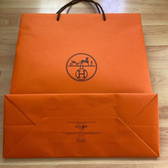 Hermes Paper Shopping Bag - orange large (18.5" x 16.5" x 6.75") [N] - Picture 3 of 6